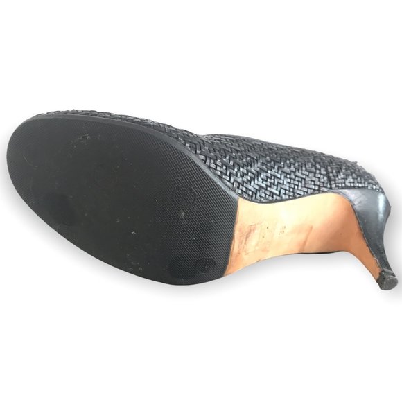 OPENING CEREMONY BLACK LEATHER WOVEN BASKET WEAVE Heels! Size 38! - Picture 7 of 7